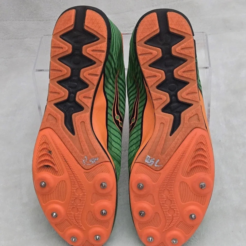 Saucony Racing Men's Size 9.5 Vendetta 2 Athletic Track Shoe Cleats Orange Mince